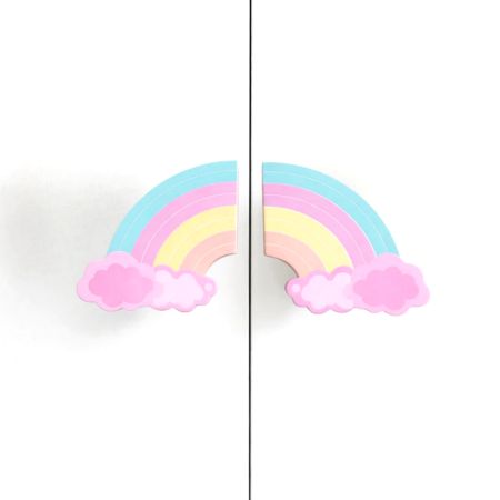 Handcrafted Acacia Wood Cloudy Rainbow Handle Pair